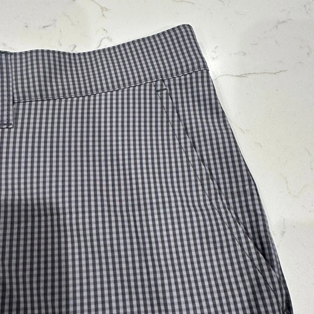 Adidas Golf Shorts Mens 36 Grey Gingham Plaid Performance Stretch Flat Front